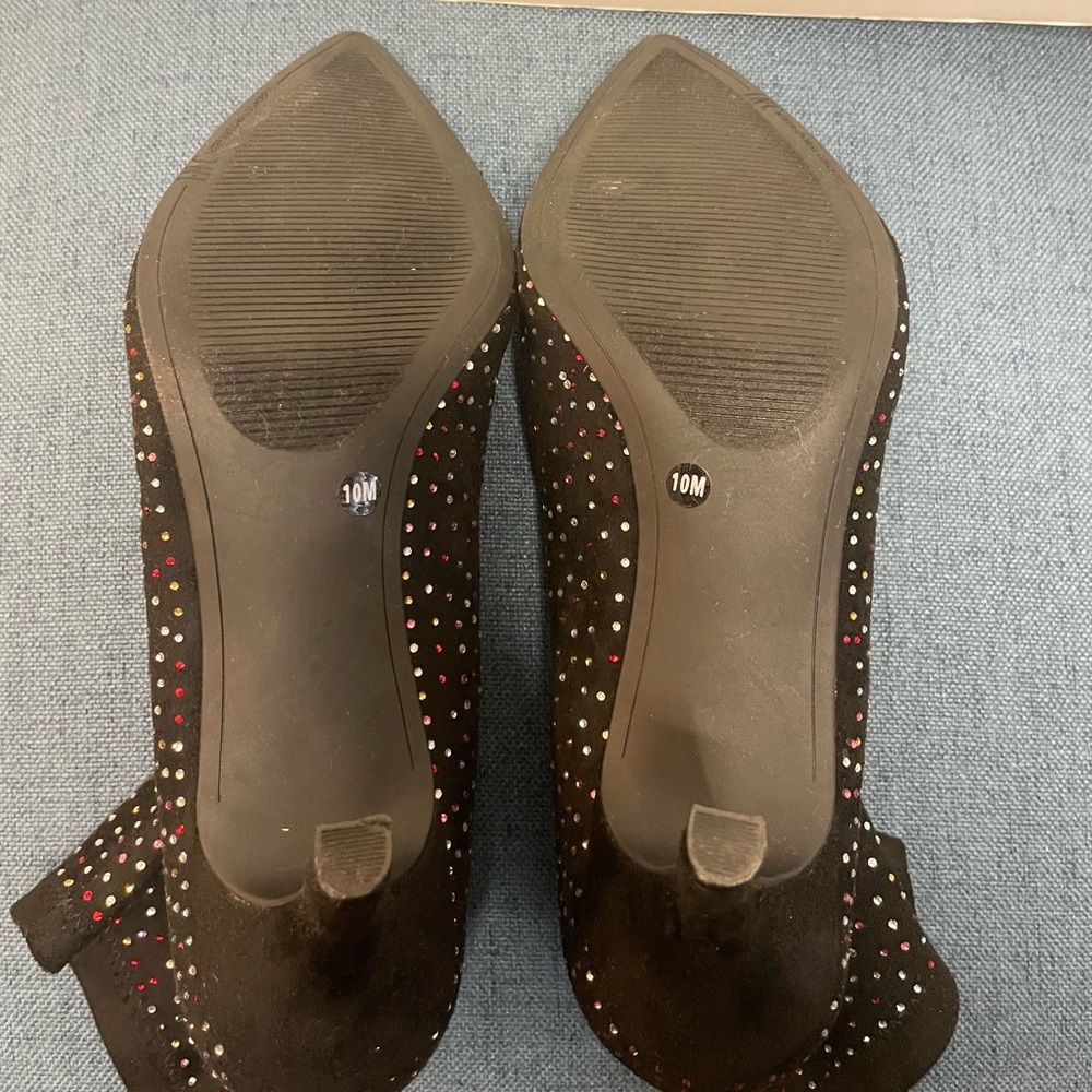 INC Black Rhinestone Padded Bray Pointed Toe Stiletto Booties size 10 - Picture 6 of 12